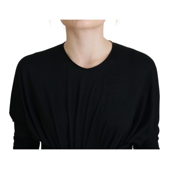 Dolce & Gabbana Black Sheath Midi Gown Wool Wrap Women's Dress - Picture 4 of 5